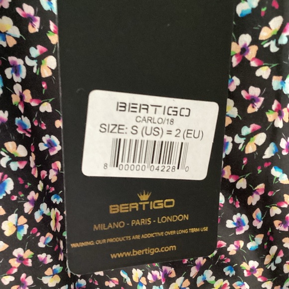 BERTIGO CROWN Men’s Casual Floral Designer Shirt Full Sleeve Black SZ S - Picture 3 of 8